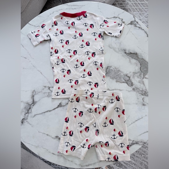 Hanna Anderson Kids Sailboat Anchor Pajama Set - Cream with Navy & Red - Picture 4 of 5